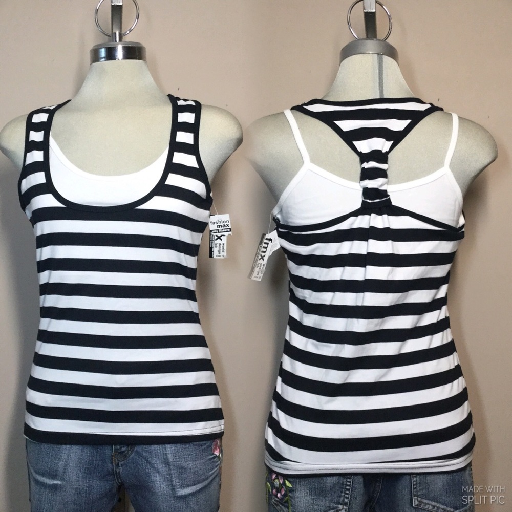 🌹🌹* NEW* FMX  Black and White Striped polyester Cotton Spandex, Size S